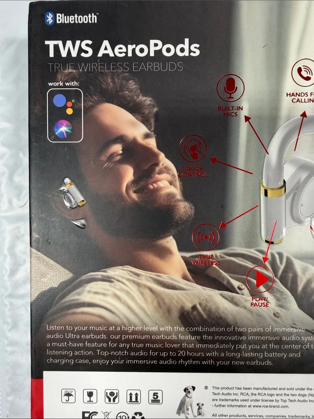 RCA TWS AeroPods True Wireless Earbuds - White
